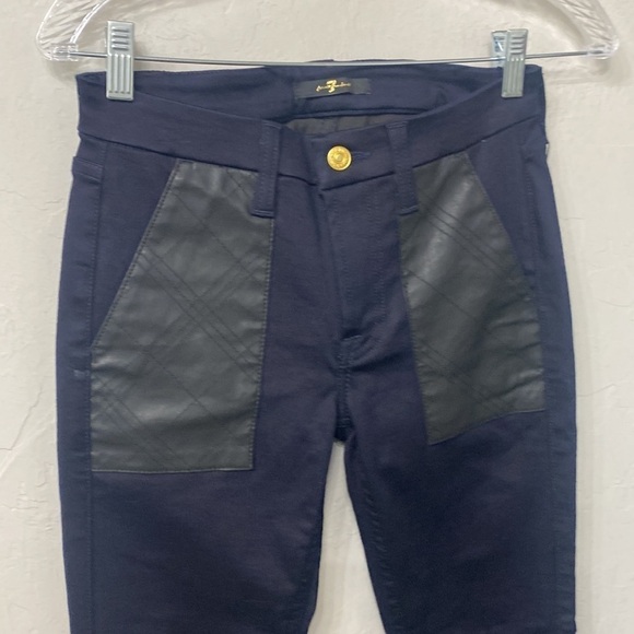 7 for all mankind quilted leather Accent skinny jeans black size 27. NWT. - Picture 2 of 13